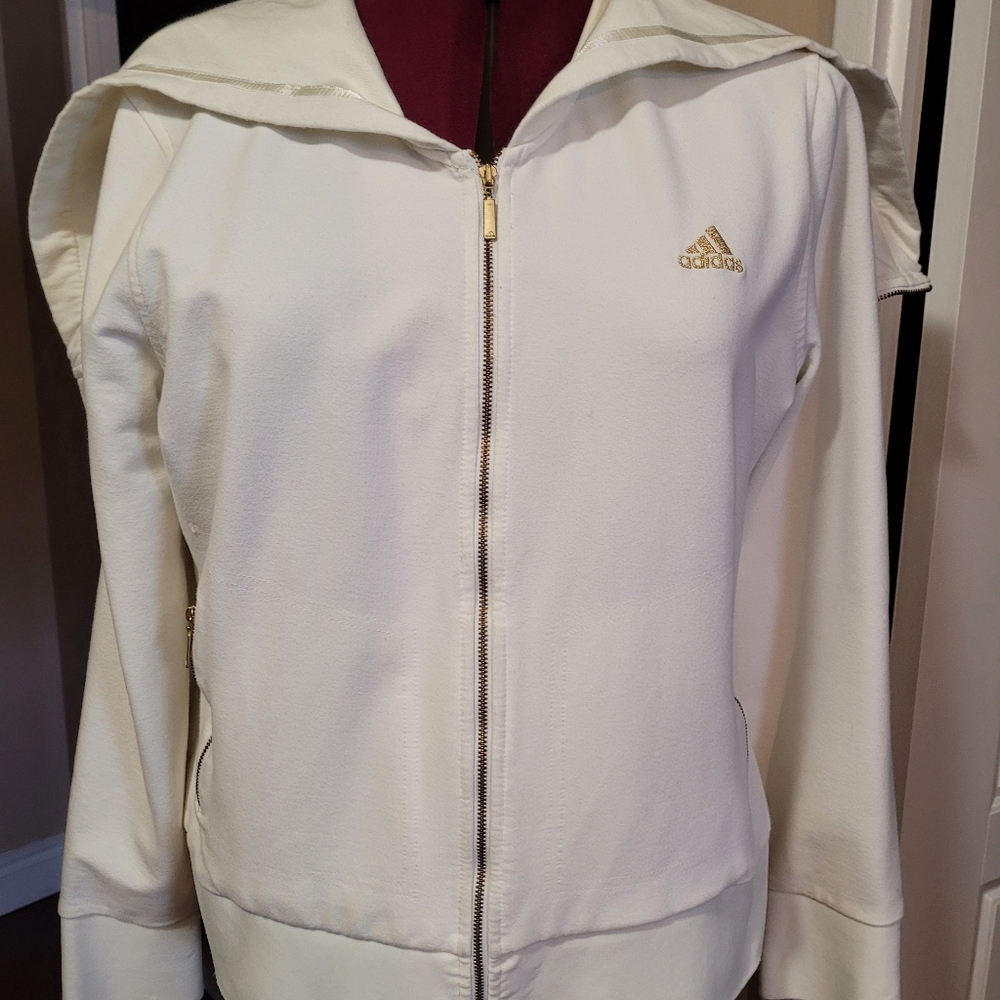 ADIDAS Offwhite Athletic Jacket w/versatile hood XL